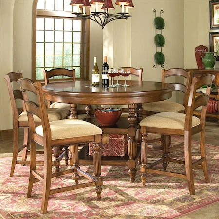 Round Dining Table with Ladder Back Pub Chairs